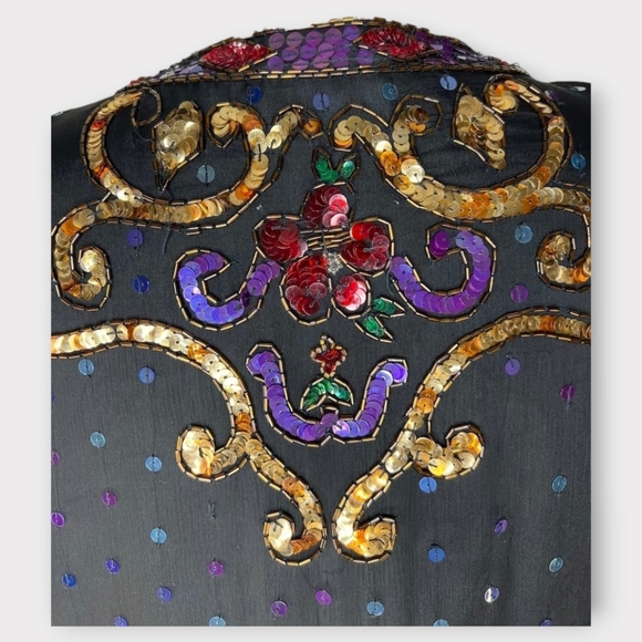 Plus size vintage sequin silk cityscape jacket 2X by TOGETHER! - Picture 8 of 9